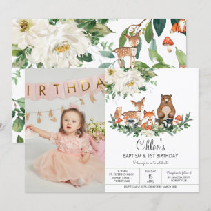 Invitación Animales de Marfil Floral Floral, foto de cumpleañ