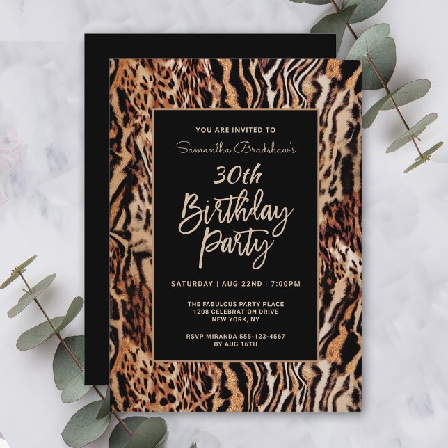 Invitación Animales de moda Imprimir 30 años Fiesta (Subido por el creador)