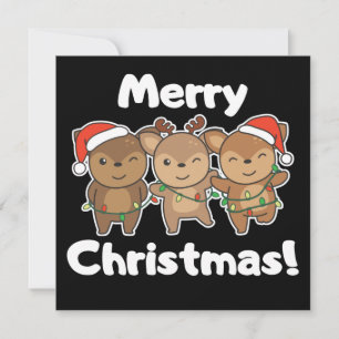 Invitación Animales de Navidad Ciervos Lindos Ciervos Feliz N