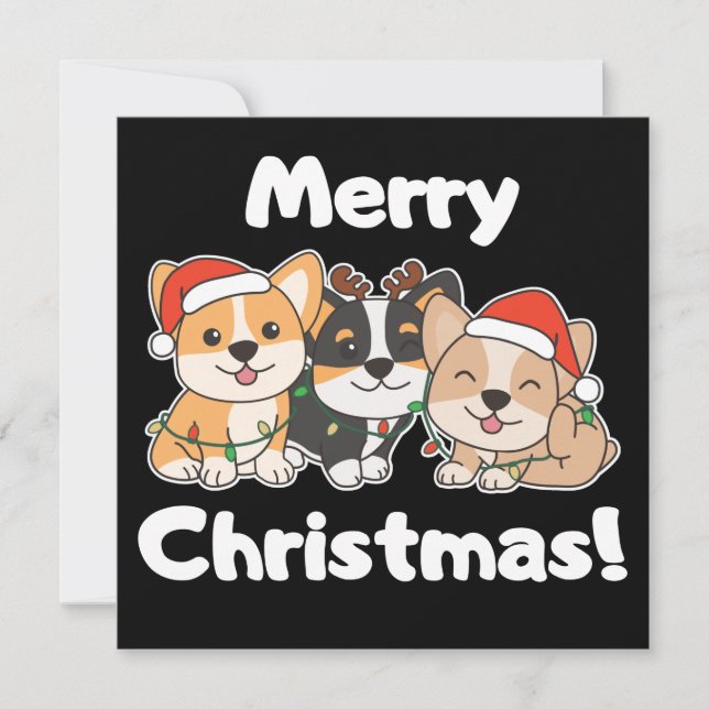 Invitación Animales de Navidad Corgi Perros Bonitos Feliz Nav (Anverso)