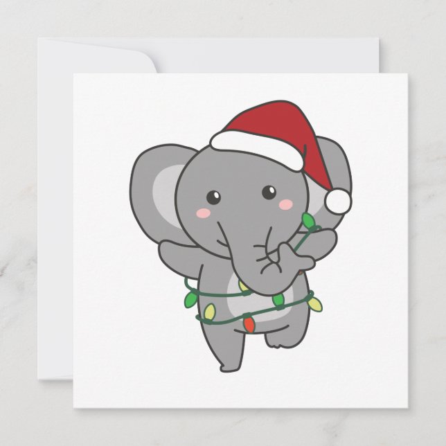 Invitación Animales de Navidad de Invierno Elefantes Elefante (Anverso)