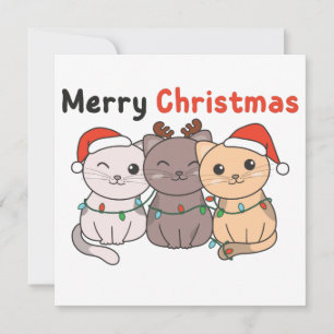 Invitación Animales de Navidad Gatos Gatitos Feliz Navidad En