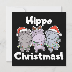 Invitación Animales de Navidad Hipopótamos Adorables Invitaci