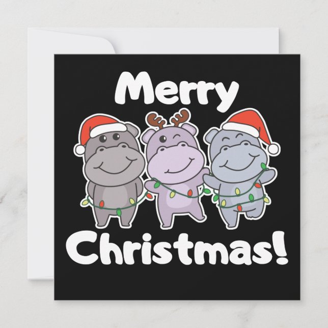 Invitación Animales de Navidad Hipopótamos Adorables Invitaci (Anverso)