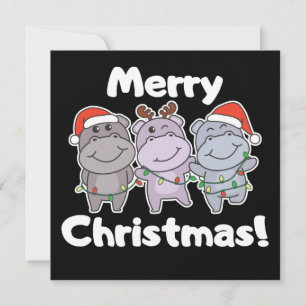 Invitación Animales de Navidad Hipopótamos Lindos Hipopótamos