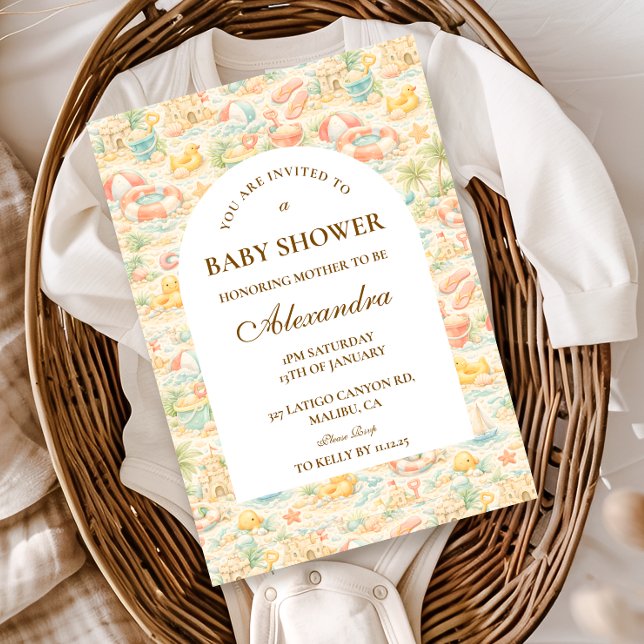 Invitación Animales de Playa Pastel Cumpleaños Baby Shower (Subido por el creador)