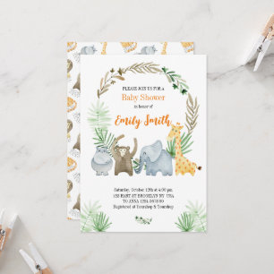 Invitación Animales de safari acuarelas