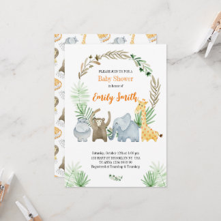 Invitación Animales de safari acuarelas