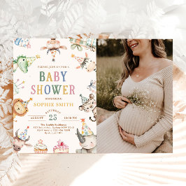 Invitación Animales de Safari Adorables Foto de Baby Shower