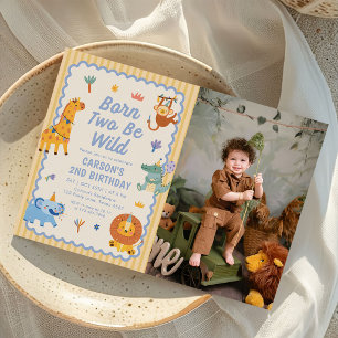 Invitación Animales de Safari Adorables Foto de Cumpleaños 2