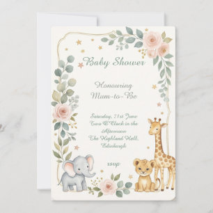 Invitación Animales de Safari Baby Shower