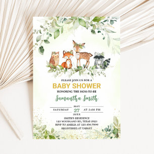 Invitación Animales de Safari Baby Shower Botánico