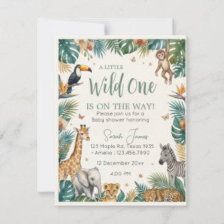 Invitación Animales de Safari | Baby Shower de Selva Tropical