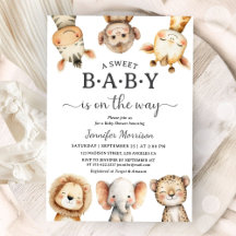 Animales de Safari Baby Shower Jungle Neutro en Gé
