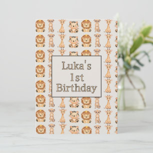 Invitación Animales de Safari Bebés Lindos