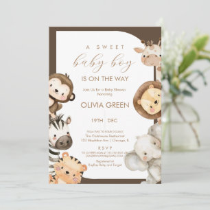Invitación Animales de Safari Chico Baby Shower 