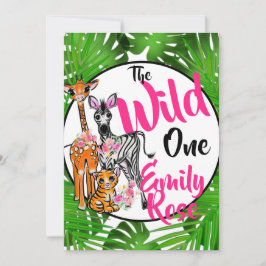 Invitación Animales de Safari Cute 1º cumpleaños | animales d