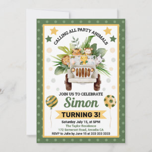 Invitación Animales de safari de la jungla acuarela Cumpleaño