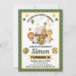 Invitación Animales de safari de la jungla acuarela cumpleaño