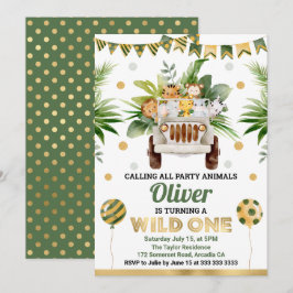 Invitación Animales de safari de la jungla acuarela Cumpleaño
