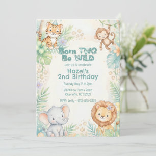 Invitación Animales de Safari de la Jungla Cumpleaños Salvaje