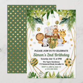 Invitación Animales de safari de la jungla de acuarela Cumple