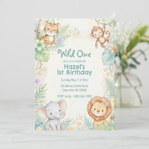 Invitación Animales de Safari de la Jungla del Salvaje Cumple