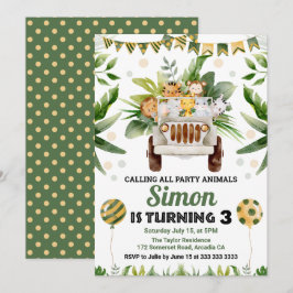 Invitación Animales de Safari de la Jungla en Acuarela Cumple