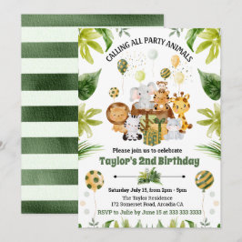 Invitación Animales de Safari de la Jungla en Acuarela Cumple