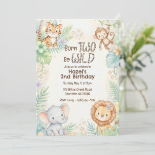 Invitación Animales de Safari de la Jungla Nacidos para Ser S