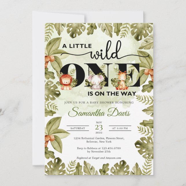 Invitación Animales de safari de la jungla que conducen un ca (Anverso)