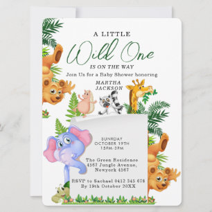 Invitación Animales de Safari de la Jungla Tropical Baño de N
