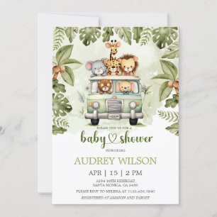 Invitación Animales de Safari de la selva en auto