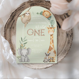 Invitación Animales de Safari de una jungla tropical pastel