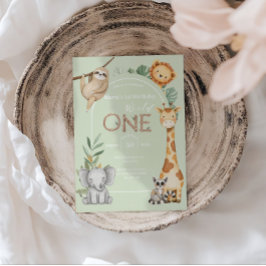 Invitación Animales de Safari de una jungla tropical pastel