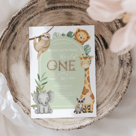 Invitación Animales de Safari de una jungla tropical pastel