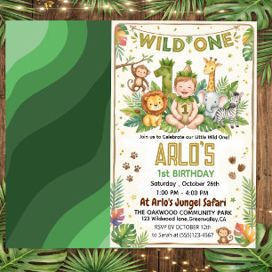 Invitación Animales de Safari en Acuarela Cumpleaños Salvaje 