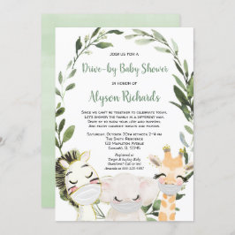 Invitación Animales de safari en ducha de bebé con máscaras