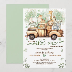 Invitación Animales de safari en la ducha de bebé del coche 