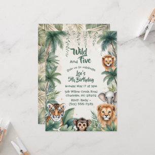Invitación Animales de Safari en la Jungla Cumpleaños Salvaje