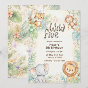 Invitación Animales de Safari en la Jungla Cumpleaños Salvaje