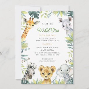 Invitación Animales de Safari en la Jungla Fiesta de Baby Sho