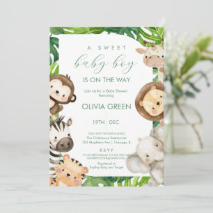 Invitación Animales de Safari en la Jungla para Baby Shower d