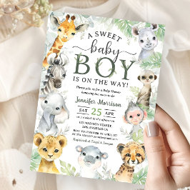 Invitación Animales de Safari en la Jungla para Baby Shower T