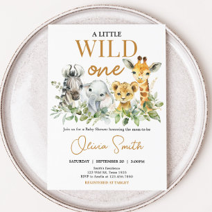 Invitación Animales de Safari Fiesta de Bebé Little Wild One