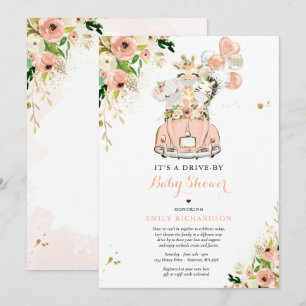Invitación Animales De Safari Floral De Peach Manejados Por B