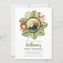 Animales de Safari Foto Jungla Verdor Cumpleaños 1