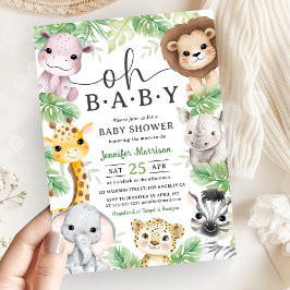 Invitación Animales de Safari Jungla Baby Shower Oh Bebé