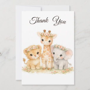 Invitación Animales de Safari León Jirafa Elefante Niña Rosa