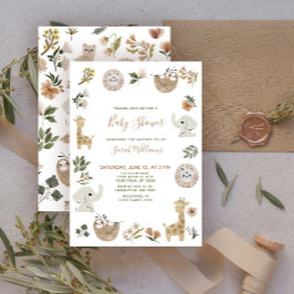 Invitación Animales de Safari Lindos Guión Cumpleaños de Bebé